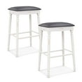 thumbnail image 1 of Costway 2 PCS 29" Bar Height Bar Stools Backless Bar Stools with Faux Leather Cover White&Gray, 1 of 8