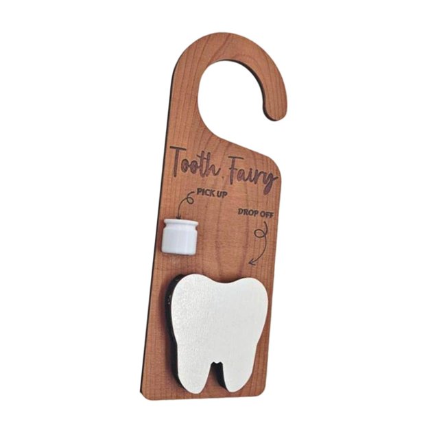 GROWTH TANK Wooden Tooth Door Hanger Classroom Door Hanging Decor Home Tooth Pick up Box with Tooth Fairy