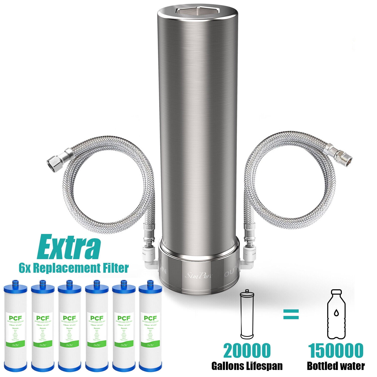 SimPure V7 Under Sink Water Filter, 5Stage Stainless Steel Water
