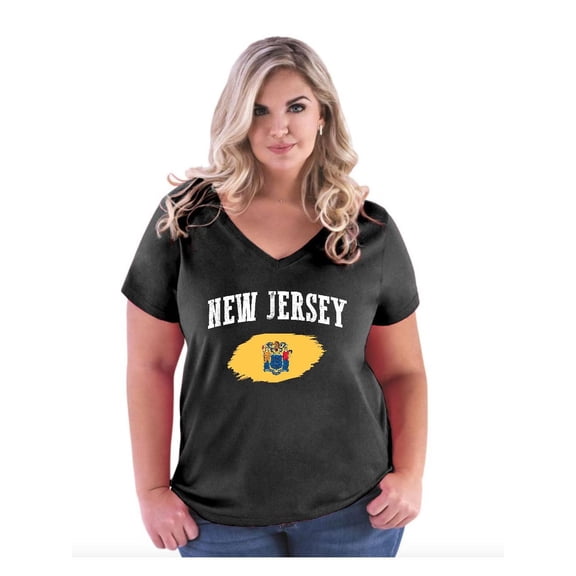 Women's Plus Size V-neck T-Shirt - New Jersey