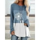 thumbnail image 3 of Suéter holgado de manga larga para mujer, cuello redondo, estampado informal, sudadera para niña, azul, 3XL Eigraketly AP003825-12, 3 of 5