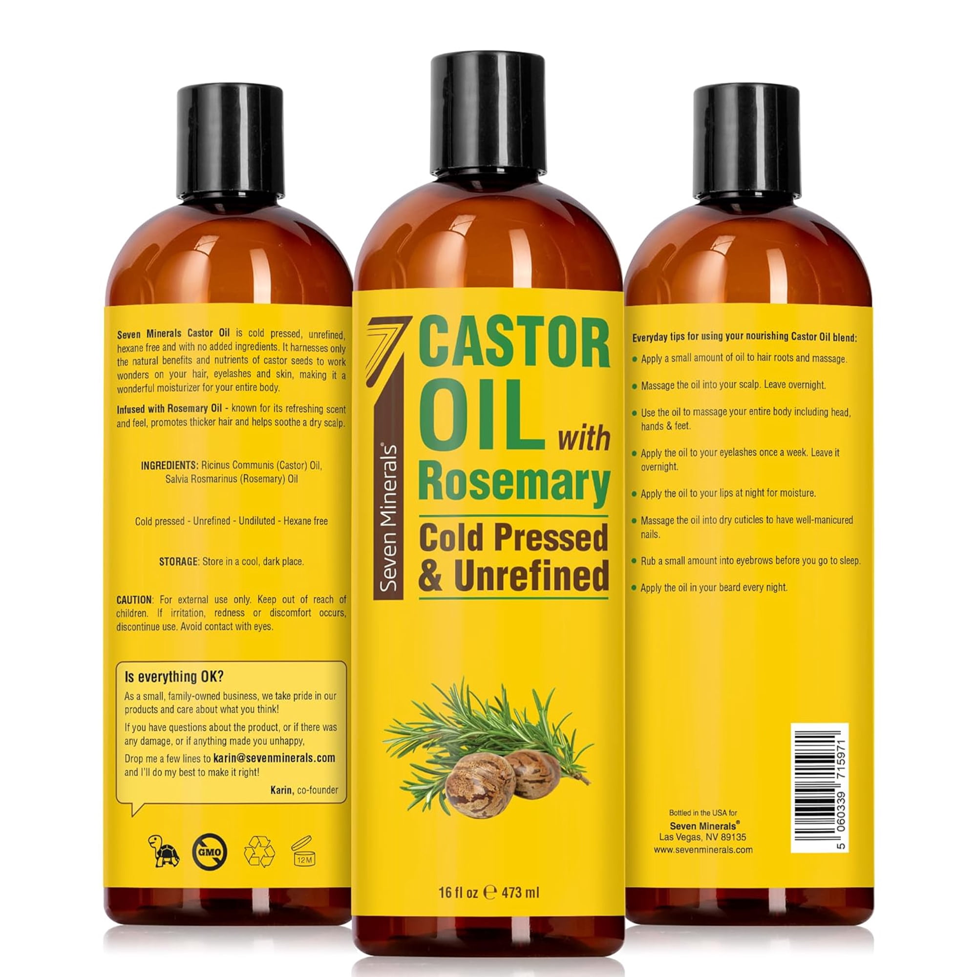 Seven Minerals Cold Pressed Castor Oil With Rosemary