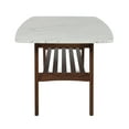 thumbnail image 3 of The Bianco Collection Laura 43" Rectangular Italian Carrara White Marble Coffee Table with Walnut Shelf, 3 of 5