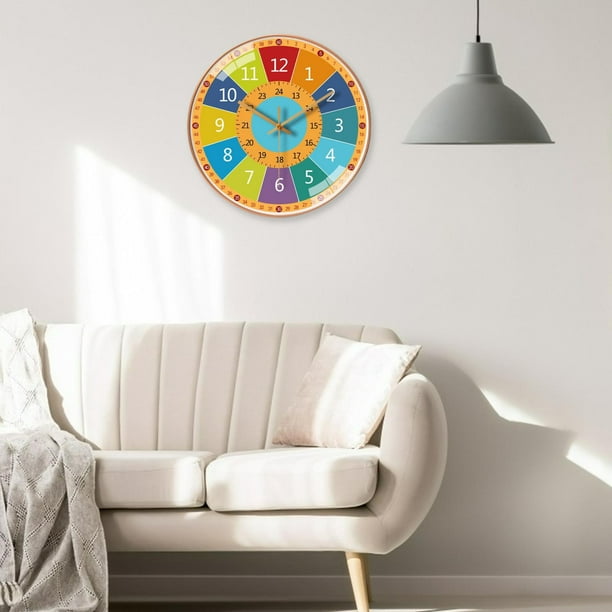 Modern Wall Clock Non Ticking Easy to Read Battery Operated 30cm Telling Time Teaching Clock for Office Classroom Children Learning Parents Sector de color Soledad reloj de pared Walmart en linea