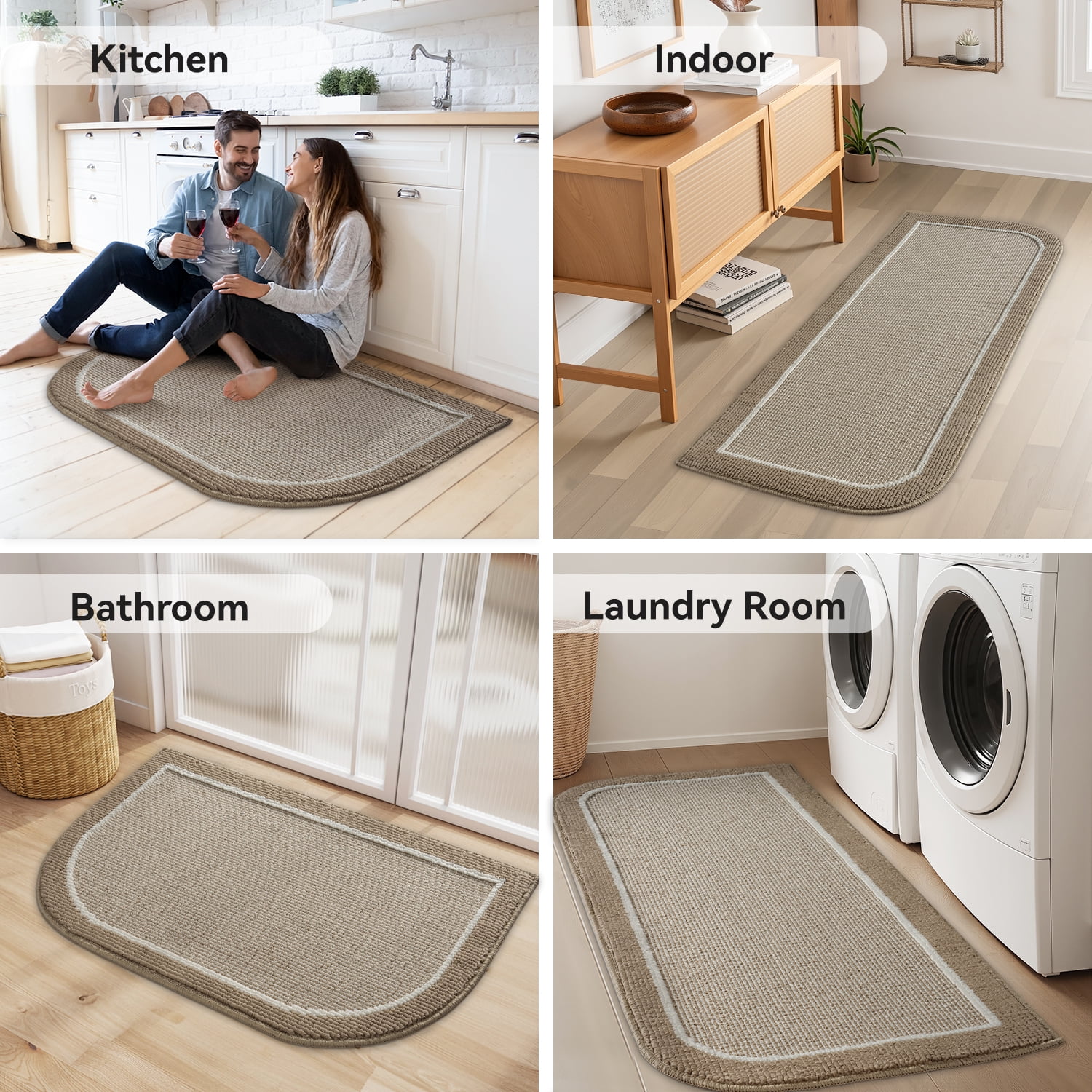 SIXHOME Door Mat Welcome Mat 20"x32" Non-Slip Front Door Mat Absorbent Low Profile Dirt Trapper Indoor Door Mat Ouside Entryway Rug Soft Machine Washable Floor Mat Beige