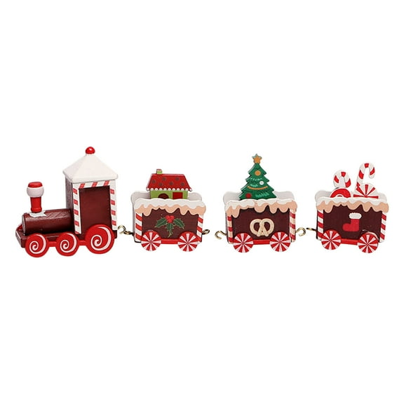 Todaioua Wooden Train Christmas Ornament Decorations with Gingerbread Snowman Christmas Tree Figurine Mini Train Decor for Merry Christmas Home Table Xmas Gifts Noel 2025 Happy New Year Decortion