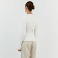 thumbnail image 3 of DuoJiaJ Knitted Long Sleeve Ribbed Crew Neck Top For Women Solid Color Tight Fit Base Layer Sweater Oversized Sweaters For Women White S, 3 of 3