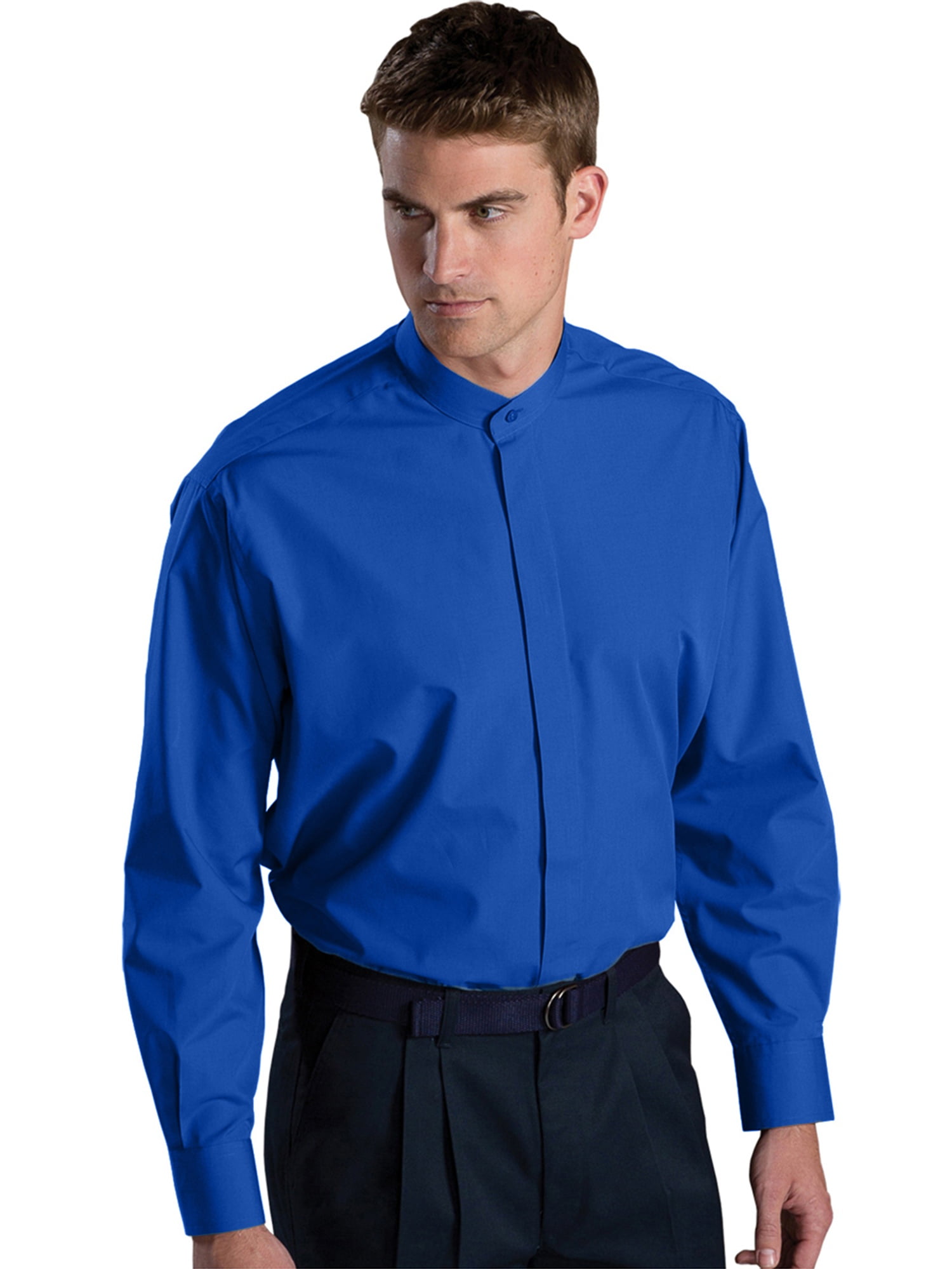 men's band collar long sleeve shirt