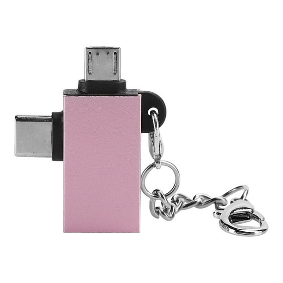 2PCS 2 In-1 USB OTG Adapter with USB 3.0 Interface USB to Type C Adapter Converter for Android(Rose Gold with Chain )