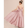 thumbnail image 5 of Drtj Formal Dress for Teen Girls Bow A-line V-Neck Floor-Length Satin Flower Girl Dresses for Wedding Kids Floor Length Princess Pageant Dres, Sized 16, Color Blush, 5 of 6