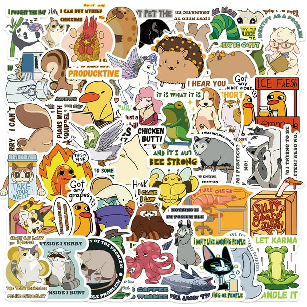 Stickers Animal Motivation, 50 unidades, papel de vinilo impermeable
