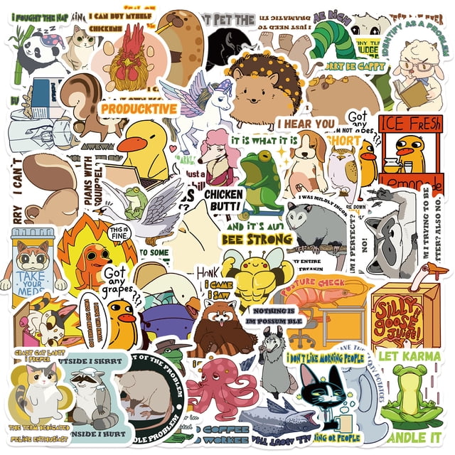 Stickers Animal Motivation, 50 unidades, papel de vinilo impermeable