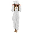 thumbnail image 2 of UQJfacai Girls Fleece Onesie Pajamas Jumpsuit with Eye Mask Kids Warm Sherpa Romper One Piece Zipper Hooded Cute Sleepwear 5-15 Years, 2 of 7