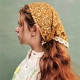 thumbnail image 5 of Head Scarf Gsakboxl Women Knit Head Wrap Pastoral Style Colorful Printed Lace Edge Summer Headband Beige, 5 of 5