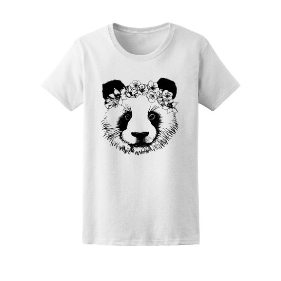 Beautiful Panda & Floral Wreath Tee Women's -Image by Shutterstock