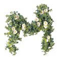 thumbnail image 2 of SHENGXINY 1PCS Christmas Green Plant Garland with Flower,Hanging Rose Vines for Home,Table,Door,Fireplace,Indoor Decor 78.74in White, 2 of 7