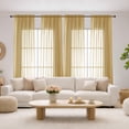 thumbnail image 2 of MKHILL Gold Sheer Curtains 120 Inches Long 2 Panels Set, Light Filtering Privacy for Living Room/Bedroom, Semi Transparent Voile Rod Pocket Window Treatment, Each 42" W x 120" L, 2 of 9