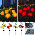 thumbnail image 1 of Lámpara solar de flor de peonía - Lámpara de estaca exterior de 3 cabezales con clasificación IP65 de impermeabilización, iluminación decorativa solar para jardín y sendero, 1 of 3