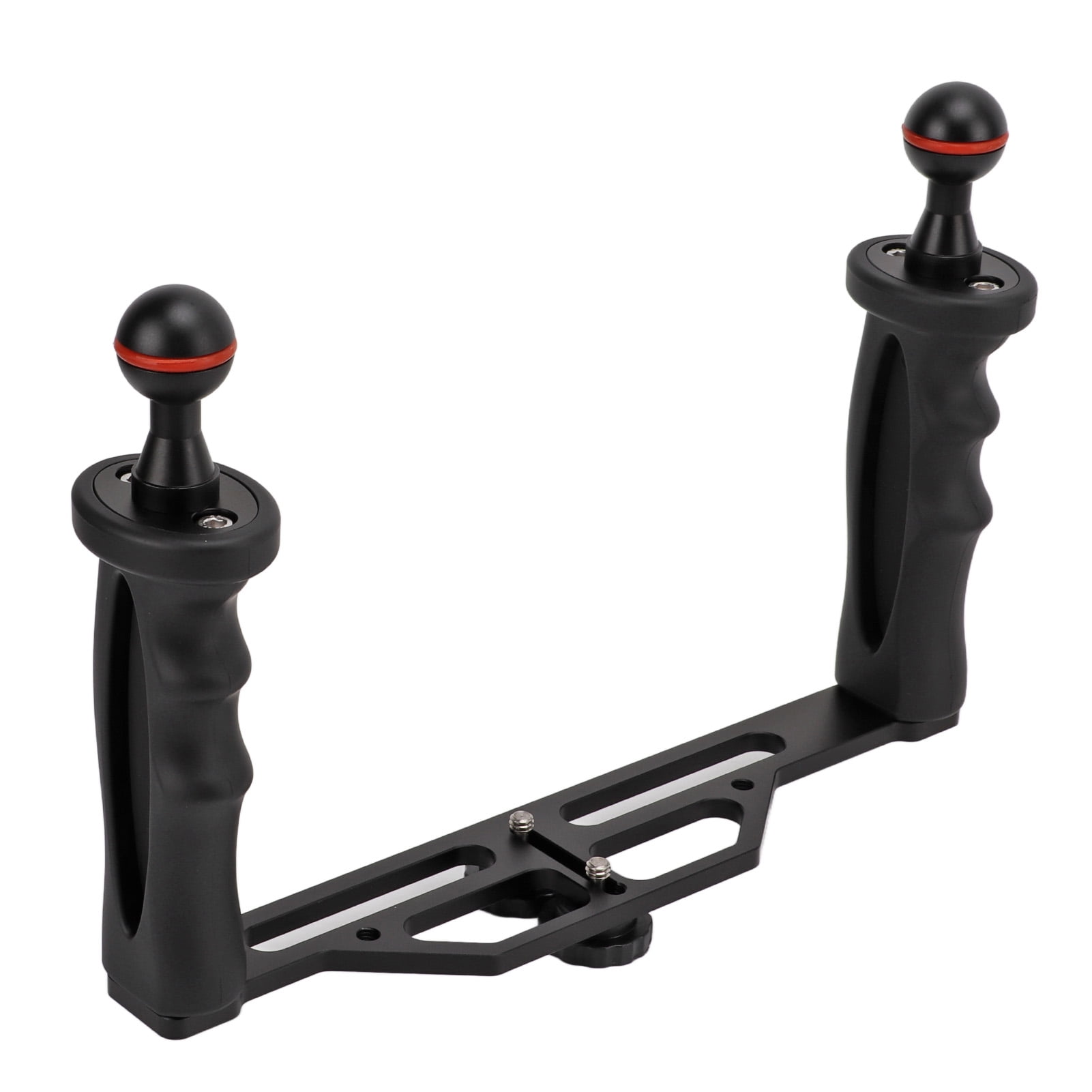 Dual Handle Underwater Camera Tray/Grip - Aluminum Stabilizer For Diving Housings With 1" Ball Mounts, 100m Waterproof