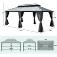 thumbnail image 3 of Dextrus Double Roof Hardtop Gazebo, Heavy Duty Hardtop with Netting and Curtains, Outdoor Galvanized Steel Combined of Vertical Stripes Roof for Patio, Backyard, Deck, Lawns-12x18ft, Gray, 3 of 7