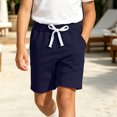 thumbnail image 4 of Gytharion Children's Cotton Short Pants Summer Casual Solid Color Drawstring Elastic Waist Shorts Kids Lightweight Outdoor Sport Short Pants, 0-12 Years, 4 of 5