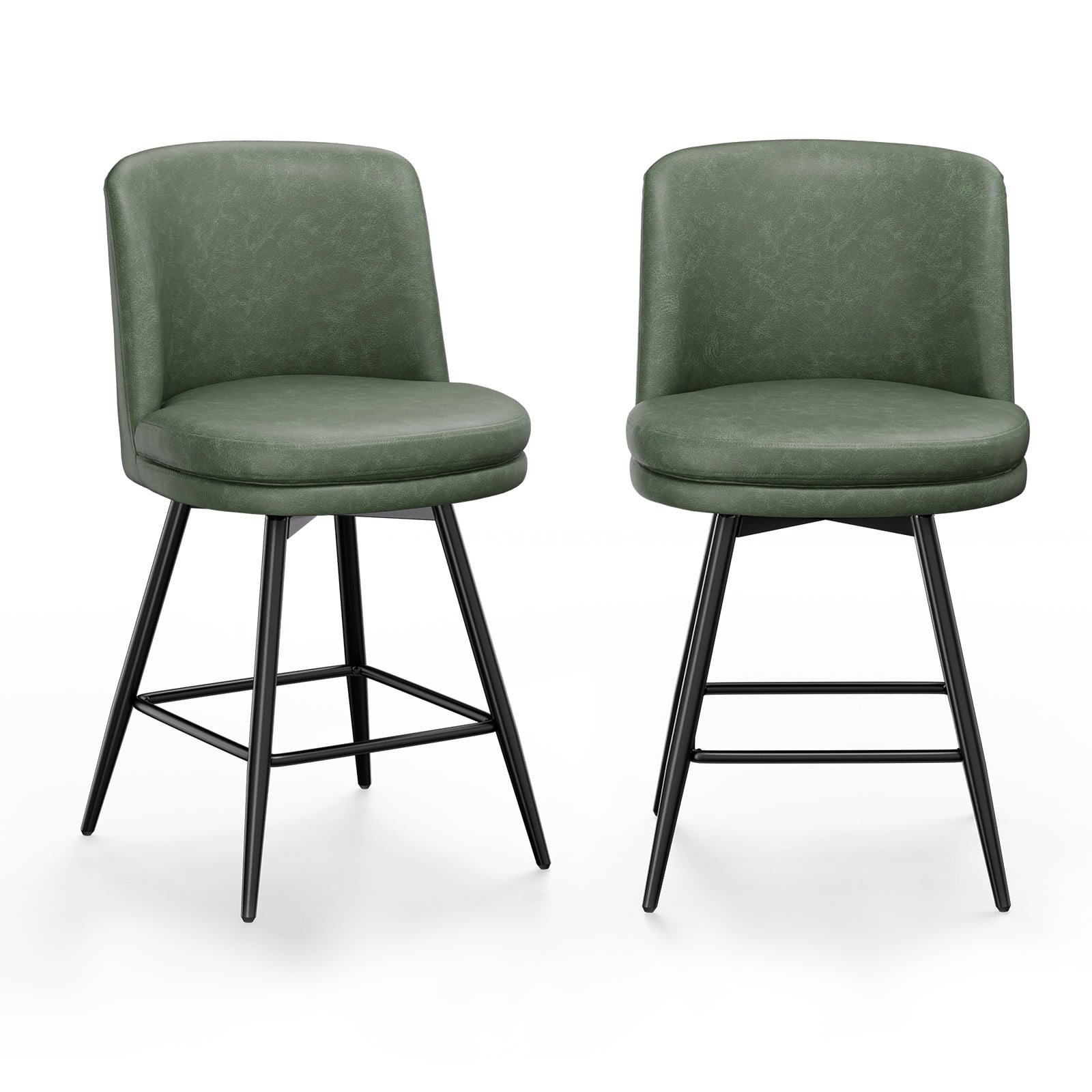 Zimtown Modern Barstools Set of 2, 26" Counter Height Swivel Bar Stools Set with Cushion for Kitchen Island, Dining Room, Bar Chairs, Dark Green