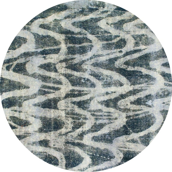 Ahgly Company Indoor Round Abstract Gray Cloud Gray Abstract Area Rugs, 8' Round
