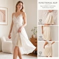 thumbnail image 7 of Half Slips for Women - Elegant Midi Length Satin Half Slips for Under Dresses with Side Slit, Anti Static Non See Through Lace Trim Elastic Waist for All Occasions, 7 of 7