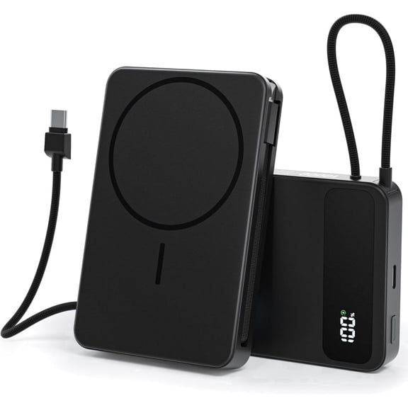 10,000mAh Magnetic Wireless Power Bank Compatible with Mag-Safe, 15W Fast Charging Portable Charger with USB-C 22.5W PD Input/Output - for iPhone 17/16/15/14/13/12 Series, AirPods