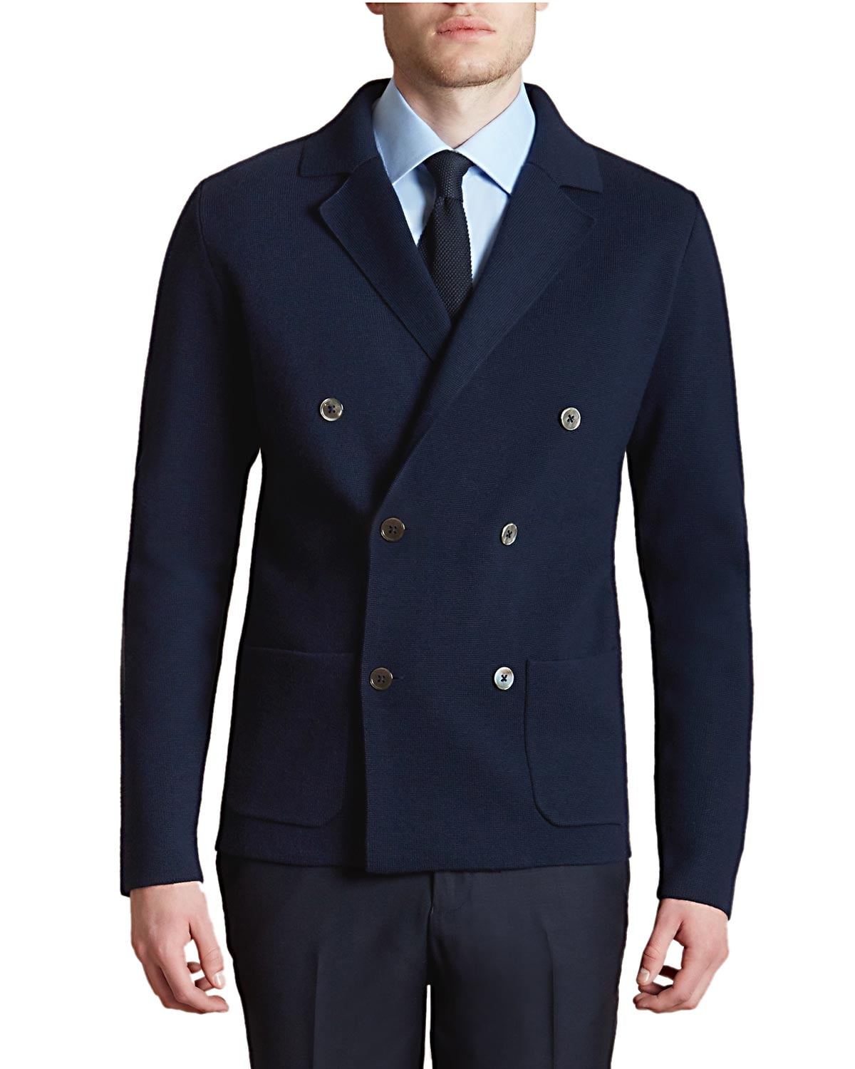 Hardy Amies Hardy Amies Mens Double Breasted Wool Cardigan Large Navy