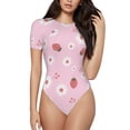 thumbnail image 1 of Balery Hand Drawn Strawberry Body de cuello redondo de manga corta para mujer Tops de manga corta Tops básicos-X-Large, 1 of 7