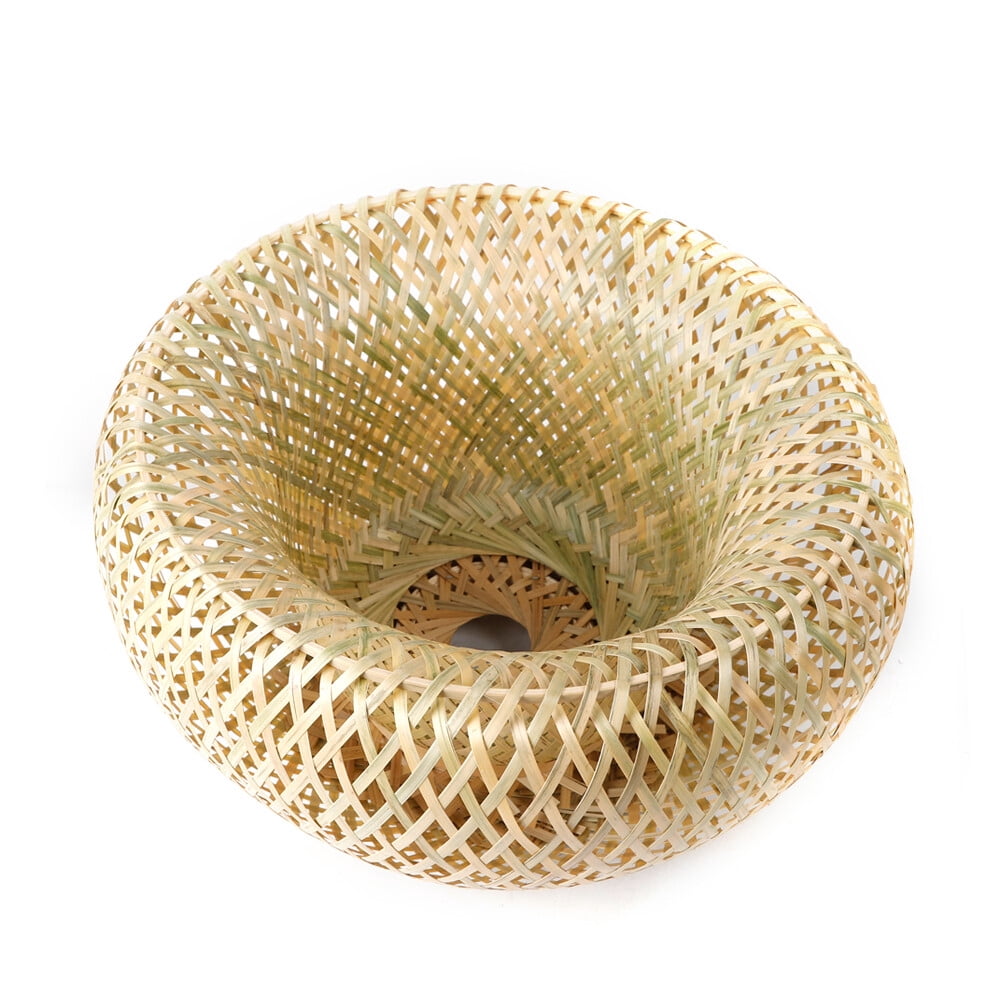 Vintage Bamboo Wicker Rattan Lantern Pendant Light Fixture Hanging Ceiling Lamp 110V 40W 14.96*7.87in for A Living Room, Dining Room