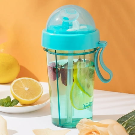 

Norbi Double Sippy Drink Cup Creative Lovers Water Bottle Outdoor Sports Tumbler Coffee Mug Double-tube Opening Design Blue 600ML