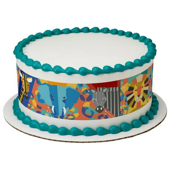 Jungle Animal 3 Strips Edible Frosting Photo Cake Border Decoration #26947