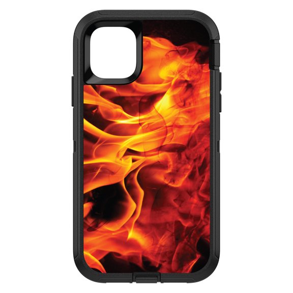 DistinctInk Custom SKIN / DECAL compatible with OtterBox Defender for iPhone 11 (6.1" Screen) - Red Black Flame Fire - Printed Image of Fire