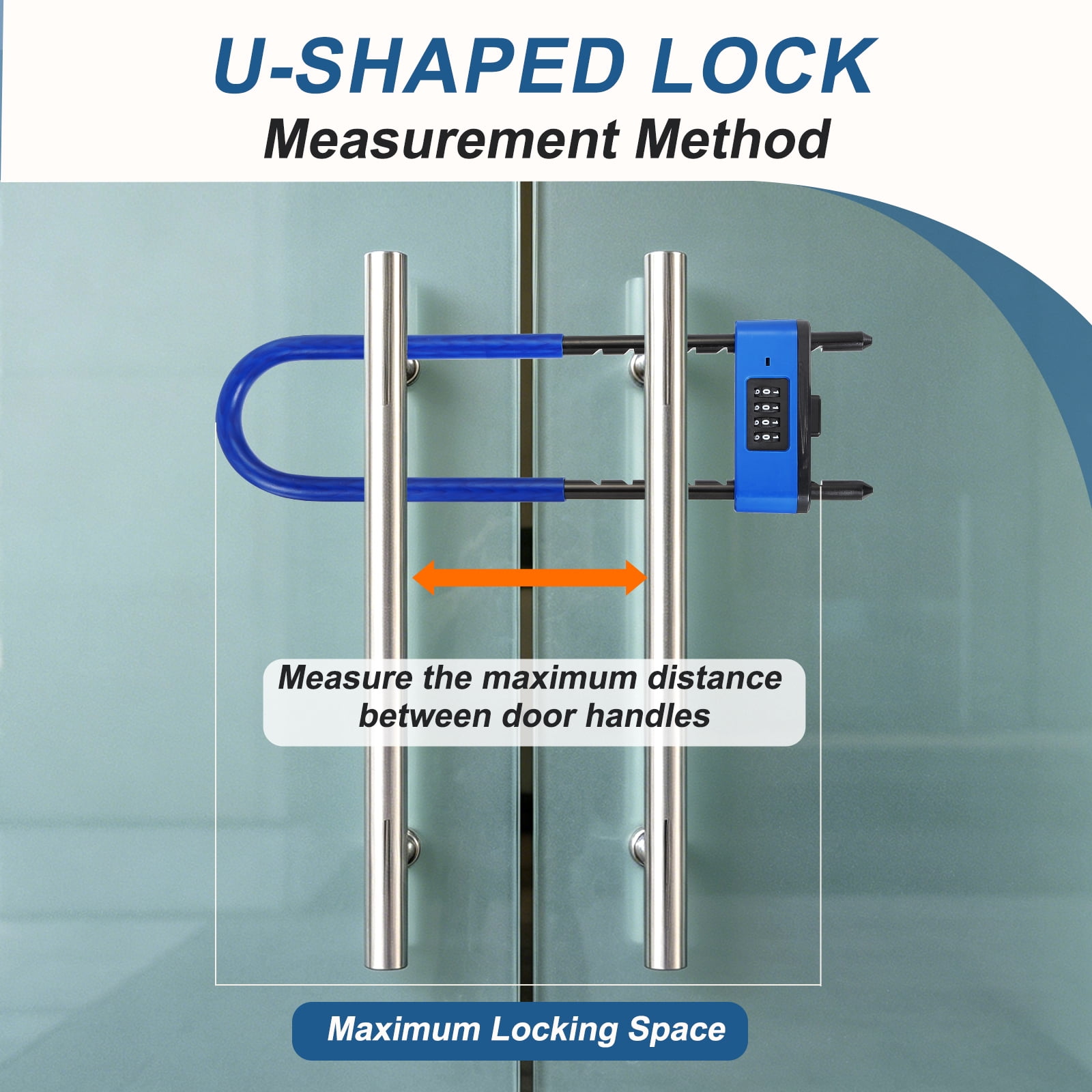 Uxcell 4 Digit Combination Padlock, Long Shackle Padlock - [8.46" - 12.8", Blue], U-Shape Adjustable Shackle Lock for Bicycles Electric Bikes Mountain Bikes Glass Doors Gates