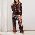 thumbnail image 2 of Lsque Red Panda Autumn Branches Pattern Long Sleeve Pajama Set for Women - Soft 2-Piece Sleepwear and Loungewear Set with Pockets, Comfy Nightwear-XX-Large, 2 of 7