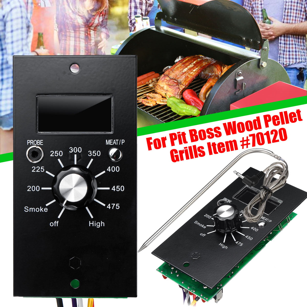 Digital Thermostat Control Board For Pit Boss Wood Pellet Grills BBQ 120V AH-P30 