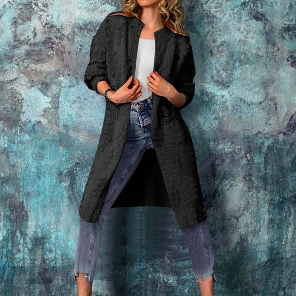 Vedolay Coats Casual Jackets for Womens Button Down Long Sleeve Casual Jacket Coat With Pockets,Black XXL