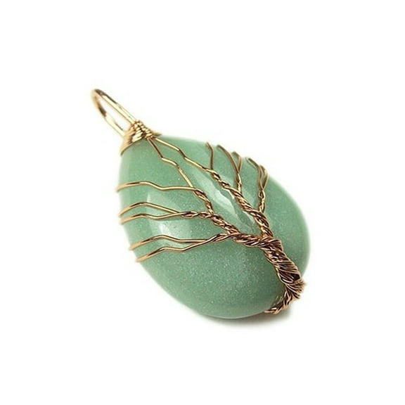 25x35mm Wired Green Aventurine Teardrop Pendant For Jewelry Making