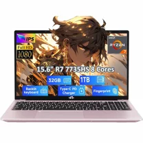 15.6" IPS FHD Gaming-Laptop, AMD 8 Cores Ryzen 7 7735HS 32GB DDR5 RAM 1TB SSD (Beats i7-12650H, Up to 4.75GHz) Computer with Radeon 680M 100W Type-C Backlit Keyboard Fingerprint Unlock