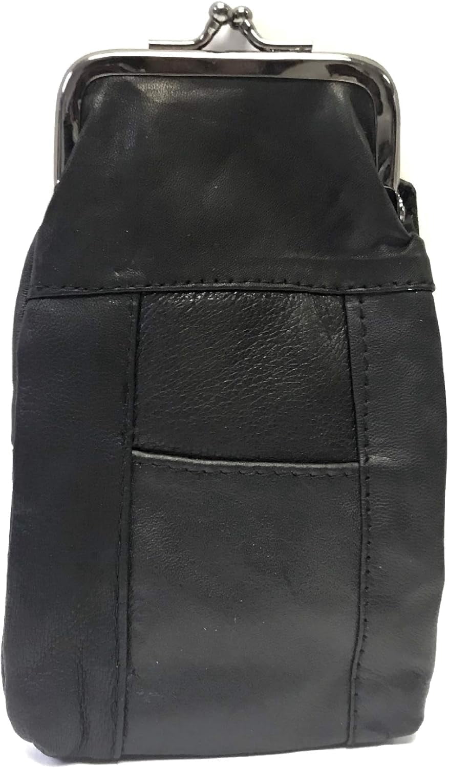 Eclipse Full Lamb Skin Cigarette Case Pouch, Coin Purse, Lighter Holder, Holds 120s Size (X-Long) , 3203 (Choose Your Own Colors!) (Black & Lt Pink)