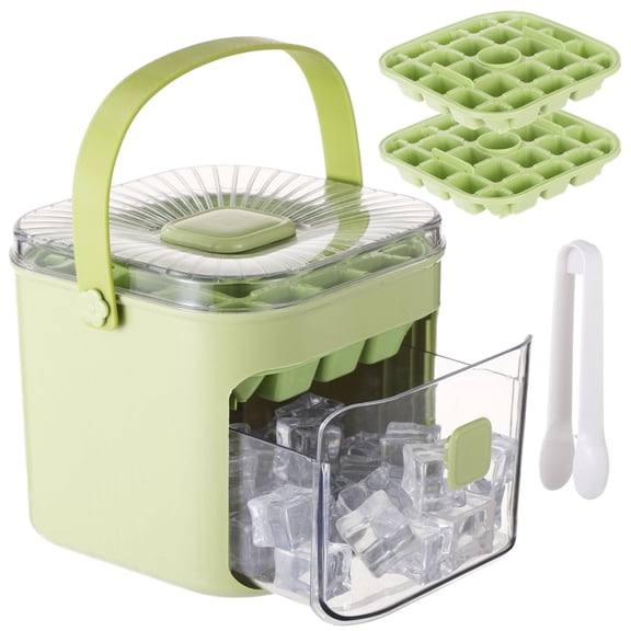 Ice Cube Tray with Storage Container, Ice Maker Box with 48 Grids and Lid, Stackable Freezer Ice Mold with Handle, Includes 2 Ice Trays and Ice Tongs for Drinks, Whiskey, Cocktail, Coffee