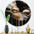thumbnail image 2 of Designart "Marble Mirage Gold and Black V" Abstract Marble Metal Round Wall Decor, 2 of 5