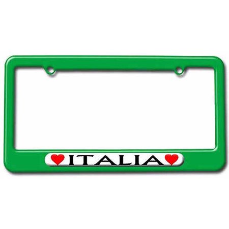 Italia Love with Hearts License Plate Tag Frame, Multiple Colors