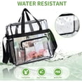 thumbnail image 6 of Heavy Duty Stadium Approved Clear Shoulder Tote Bag, Large Transparent Travel Storage Bag for Sports Events, Office Work & Daily School Use, Black, 6 of 8