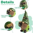 thumbnail image 2 of 2 Pcs St Patricks Day Gnomes, 5.1" Resin Leprechaun Figurines Tabletop Decor, Saint Patrick's Statue Indoor Table Top Centerpiece Mantle Desk March Green Home Decorations, Irish Gifts, 2 of 7