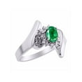 thumbnail image 4 of Rylos Floral Designer Ring with 6X4MM Oval Gemstone & Sparkling Diamonds in Sterling Silver- Birthstone Emerald Jewelry Size 9, 4 of 7