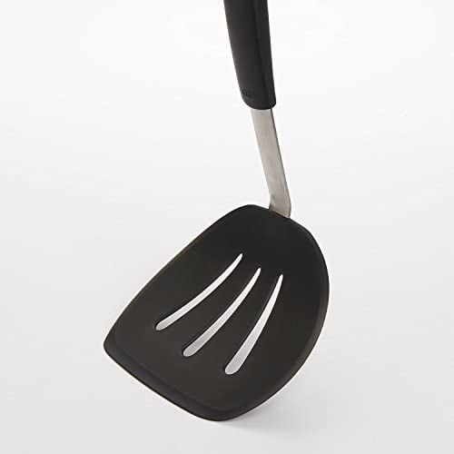 OXO 1071532 Good Grips 13 1/2 High Heat Black Silicone Flexible Slotted  Spatula / Turner