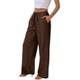 thumbnail image 2 of Tanming Barrel Sweatpants Hiking Cargo Pants Women Straight Leg Sweatpants for Women Women's Dress Pants for Work Women's Pants Casual High Waisted Cargo Pants Women Coffee M, 2 of 5